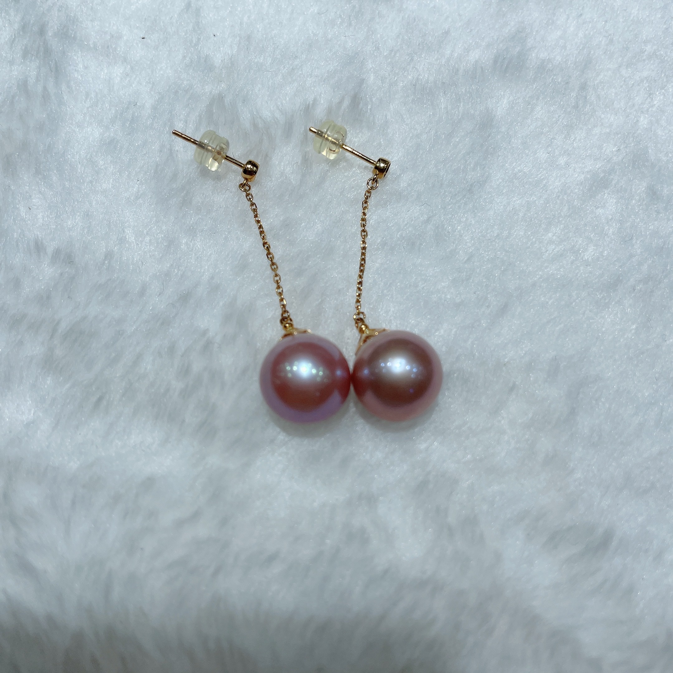 耳链耳环 天然淡水紫珍珠11～12mm细节图