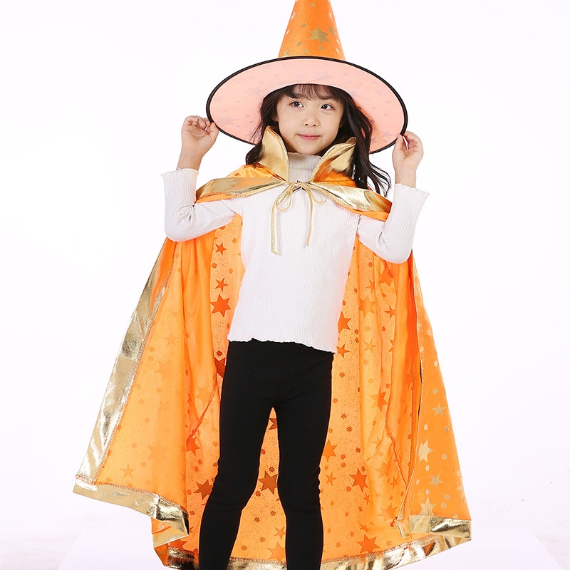 万圣节儿童服装男童女童披风斗篷cosplay巫婆化妆舞会女巫演出服55