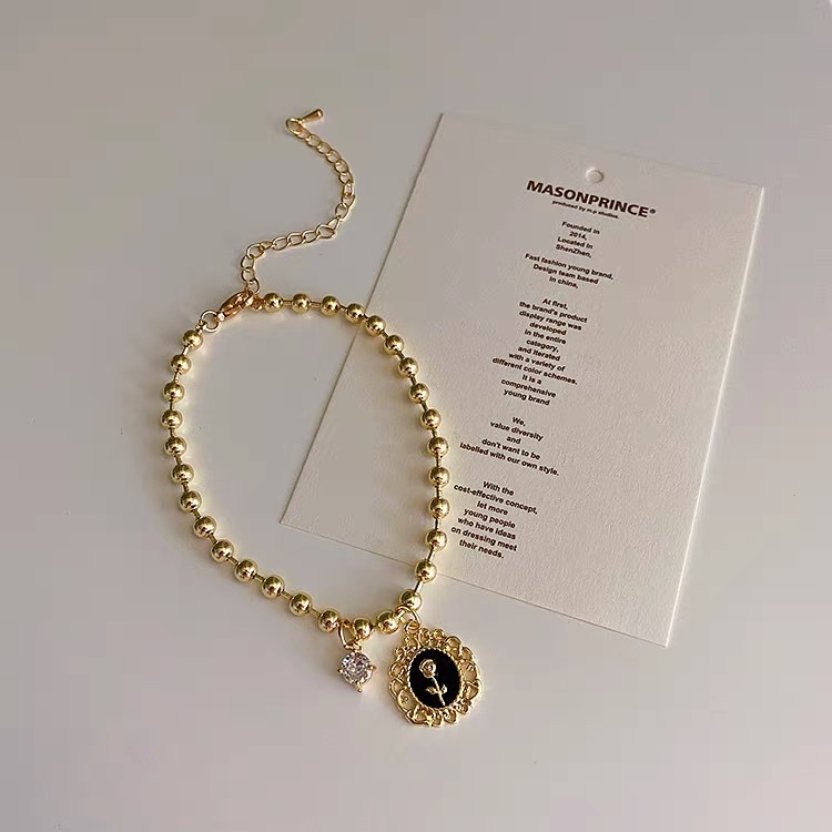 French retro chanel-style round bead bracelet details Picture