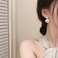 韩国东大门珍珠山茶花耳环气质耳坠夏季银针耳钉法式耳饰女1314图