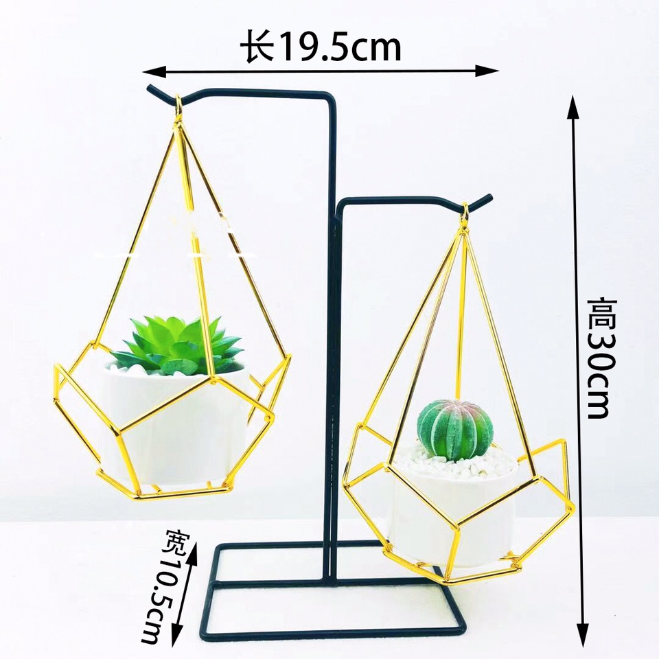 Electroplated double-hook hanging basket flower pot decoration