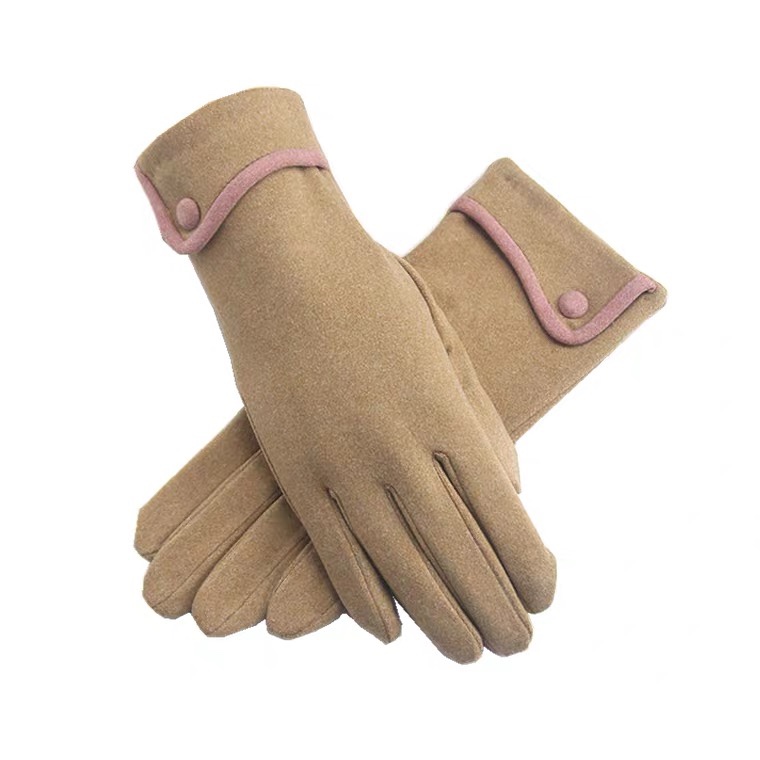 Autumn gloves ladies de fleece thin elastic touch screen short driving outdoor lovely winter spring and autumn winter