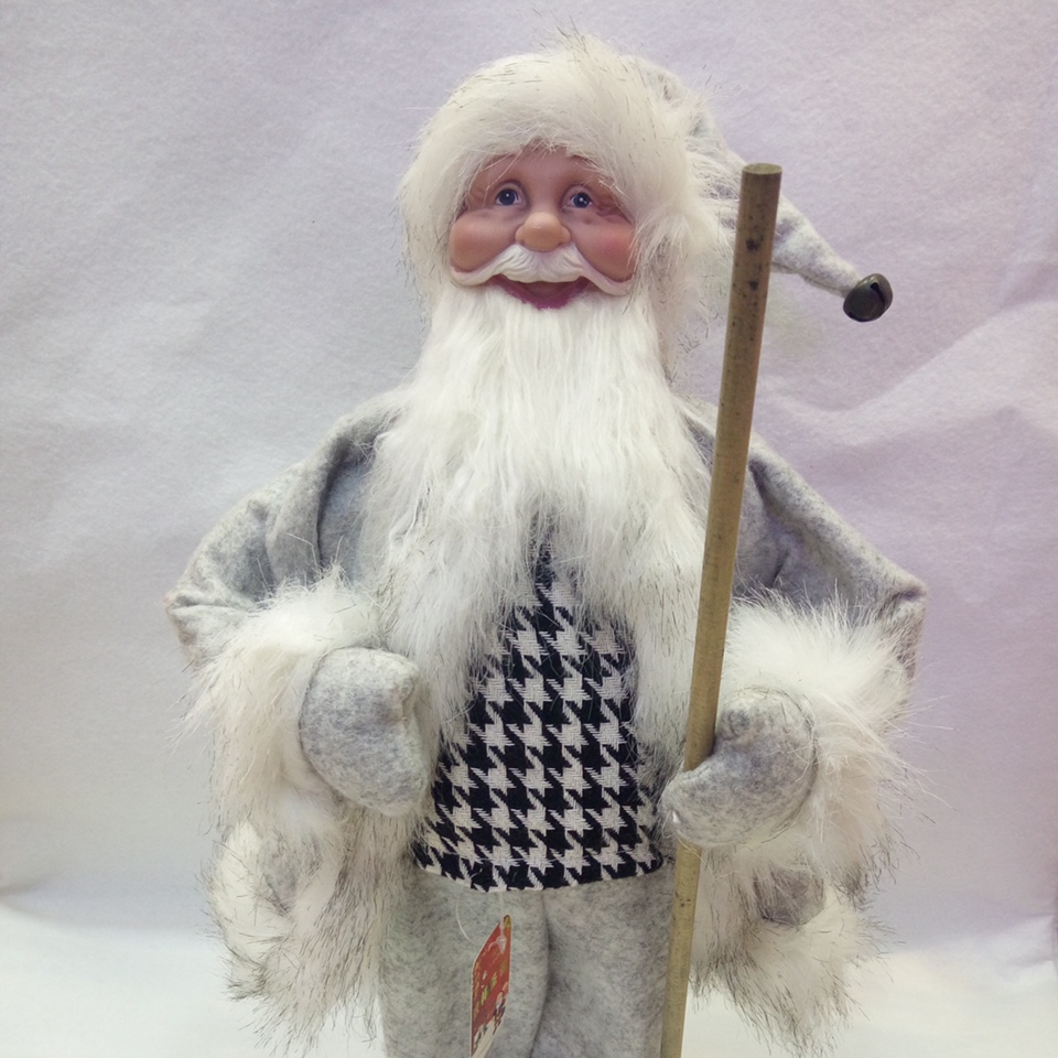 LC圣诞老公公灰色手套拿木棍45cm厂家直销