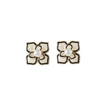 Light luxury exquisite drop oil pearl camellia elegant earrings