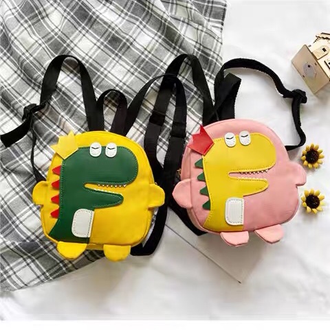 Children's backpack female cute canvas cartoon dinosaur kindergarten backpack mini child boy canvas backpack