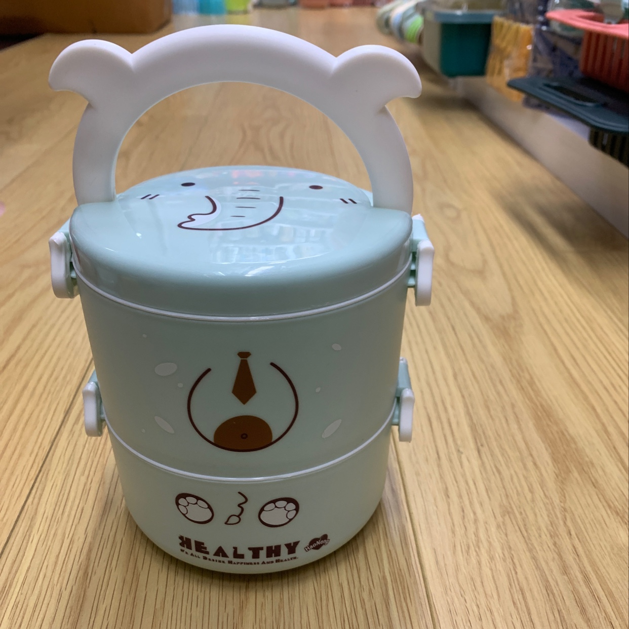 Elephant icon double-layer lunch box Cartoon lunch box for students and office workers full figure