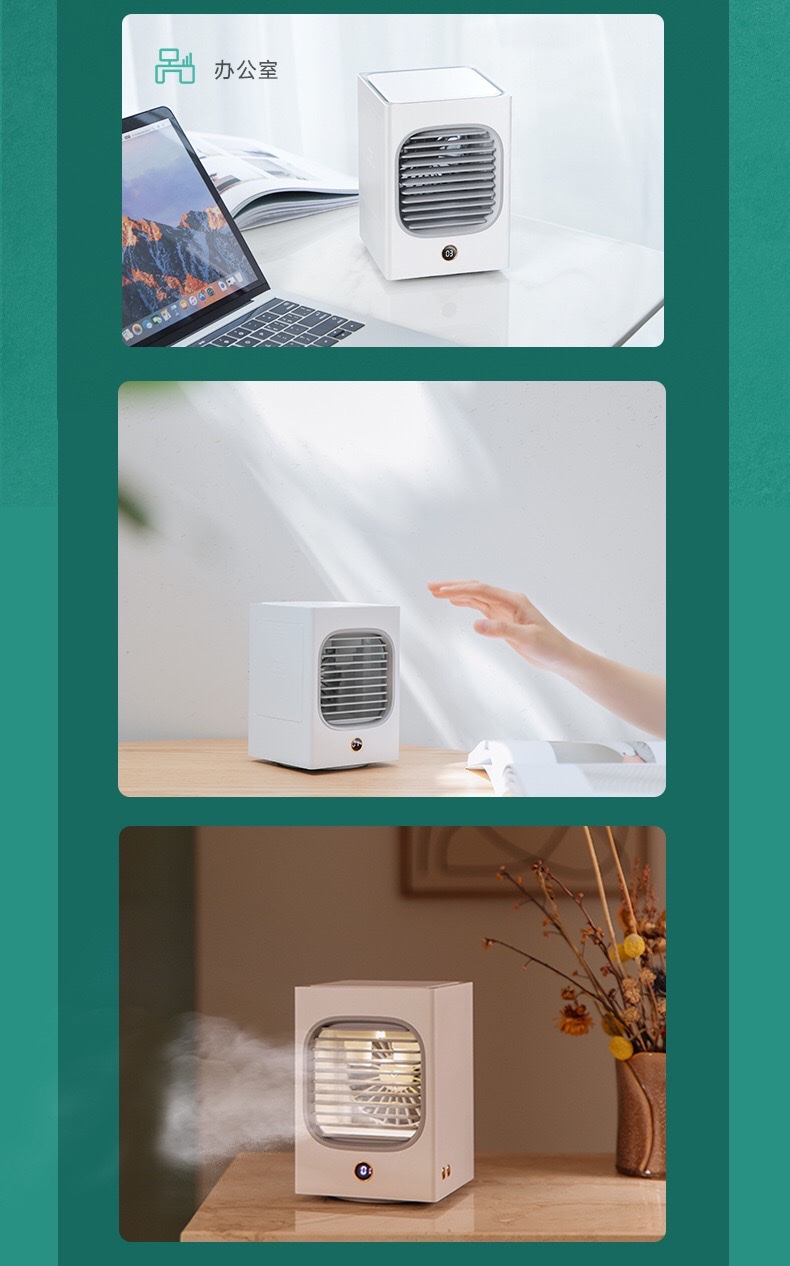 Mini air conditioner for cooling, oscillating fan for cooling, portable water-cooled, home and office desktop spray humidifier detail image 13
