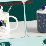 Ab Letter Cup Student Cup Ceramic Cup With Lid Cup With Spoon Hole Cup