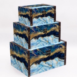 Marble vintage box, wooden small box, jewelry, lipstick, desktop storage box