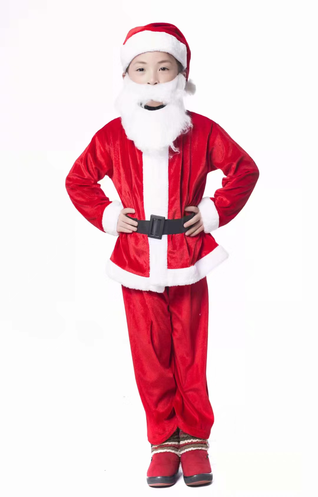 Christmas children's clothing, boys' Christmas set, clothes, hat, beard, belt, pants 5-piece set detail image 3