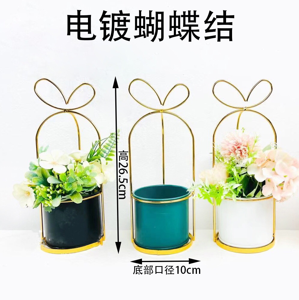Galvanoplastia bowknot pot decoración y colocación