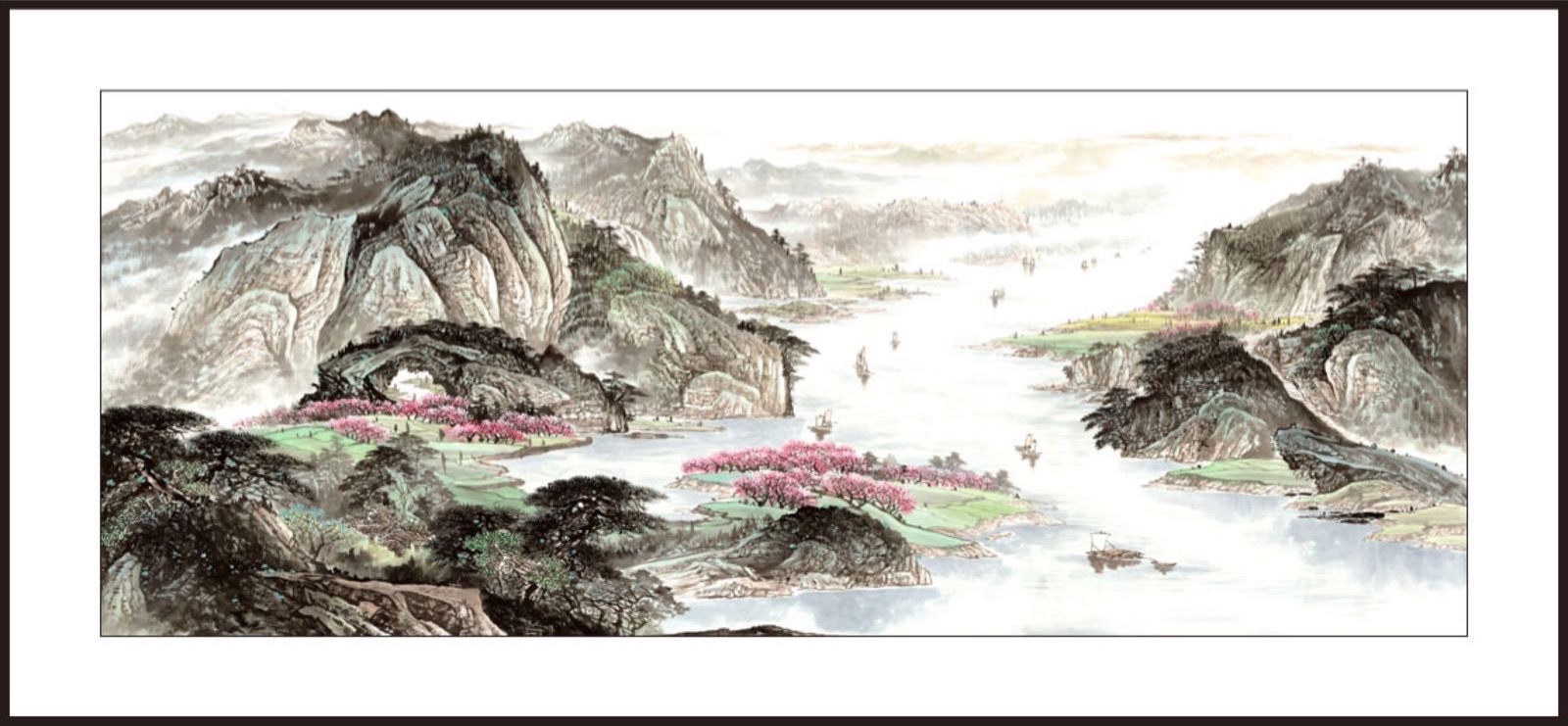 80x240水印印刷高山流水山水国画中国画传统装饰画详情图2
