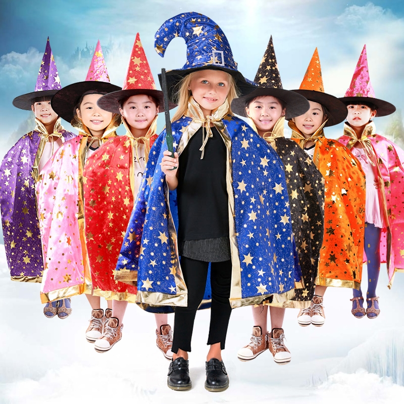 Halloween children's costumes Boys Girls Capes Capes cosplay witch masquerade Witch Costume 68