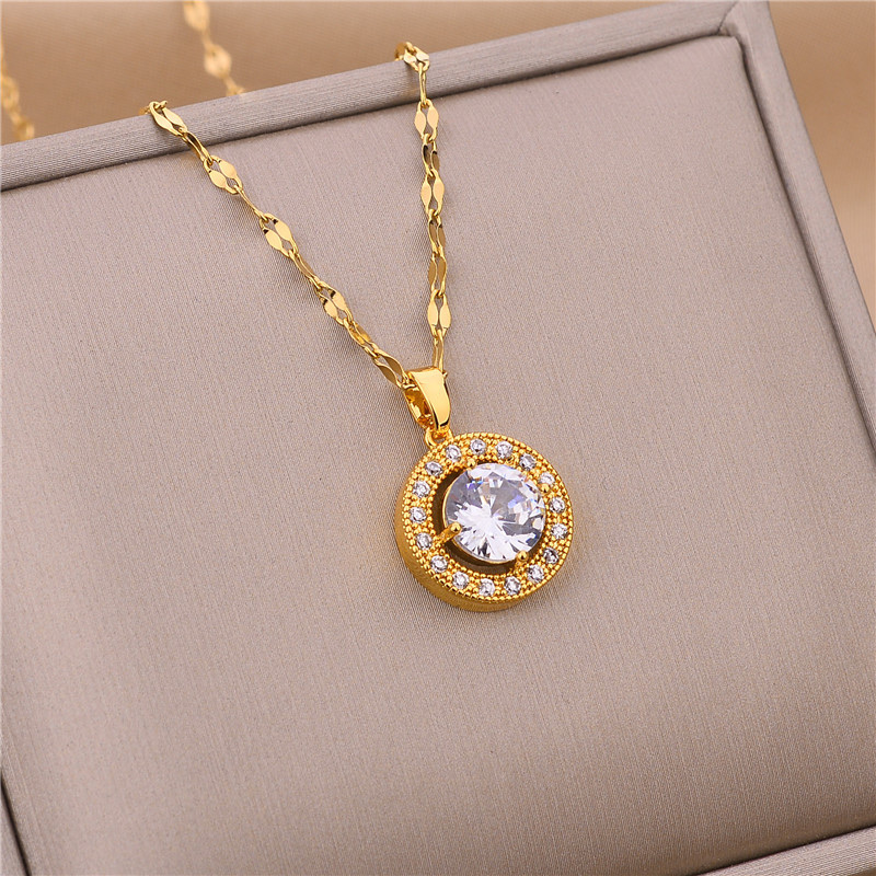 قلادة ذهبية دائرية ذهبية من الطراز الكوري Specification image