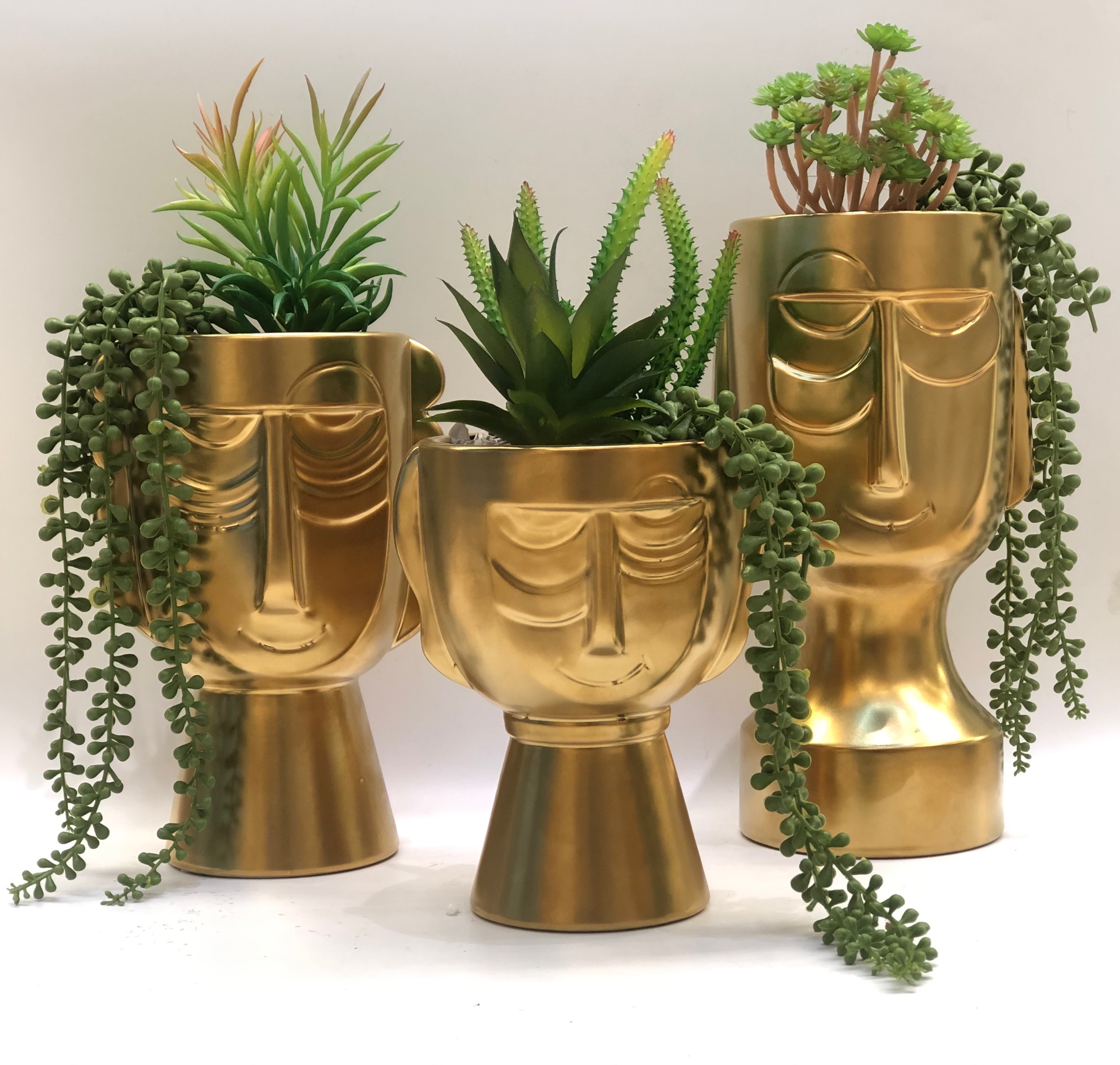 Facial ceramic flower POTS, simulated potted plants, electroplated gold flower POTS, succulent flower POTS, golden castle vases, luxurious, fashionable and creative dried flower POTS, simulated flowers, home decorations, Christmas 12 details Picture