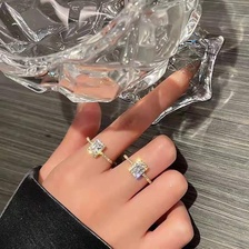 璀璨闪钻韩国奢华气质网红开口可调节戒指时尚简约食指戒指环