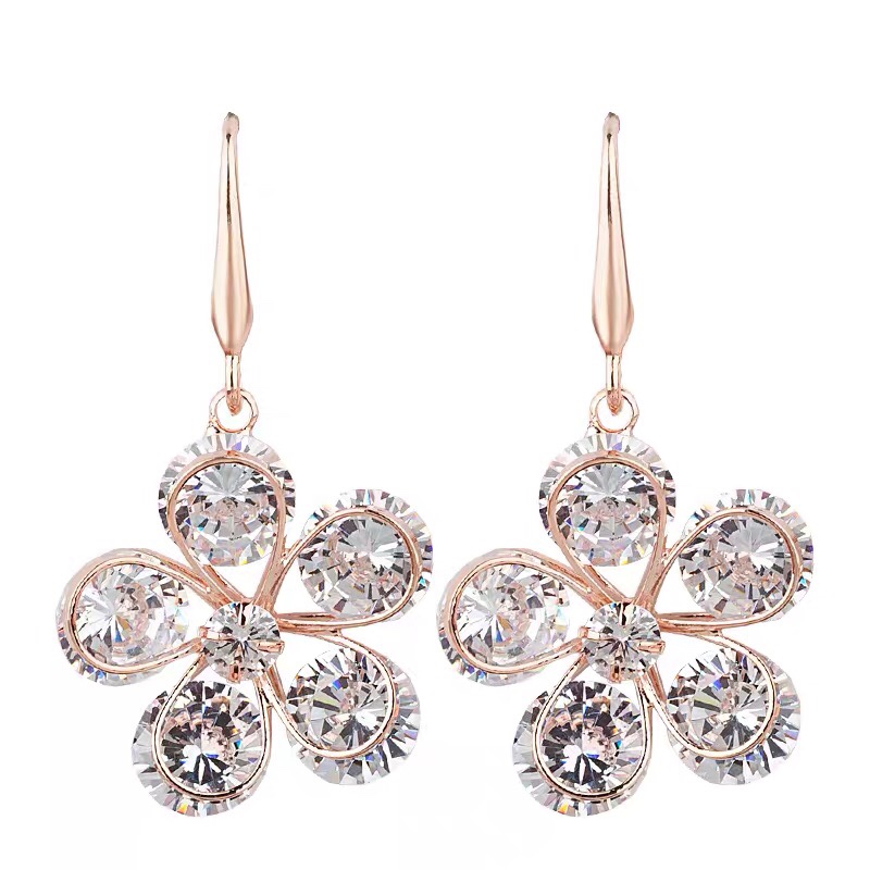 Exquisite snowflake luxurious and high-end long fashionable and trendy ear hooks