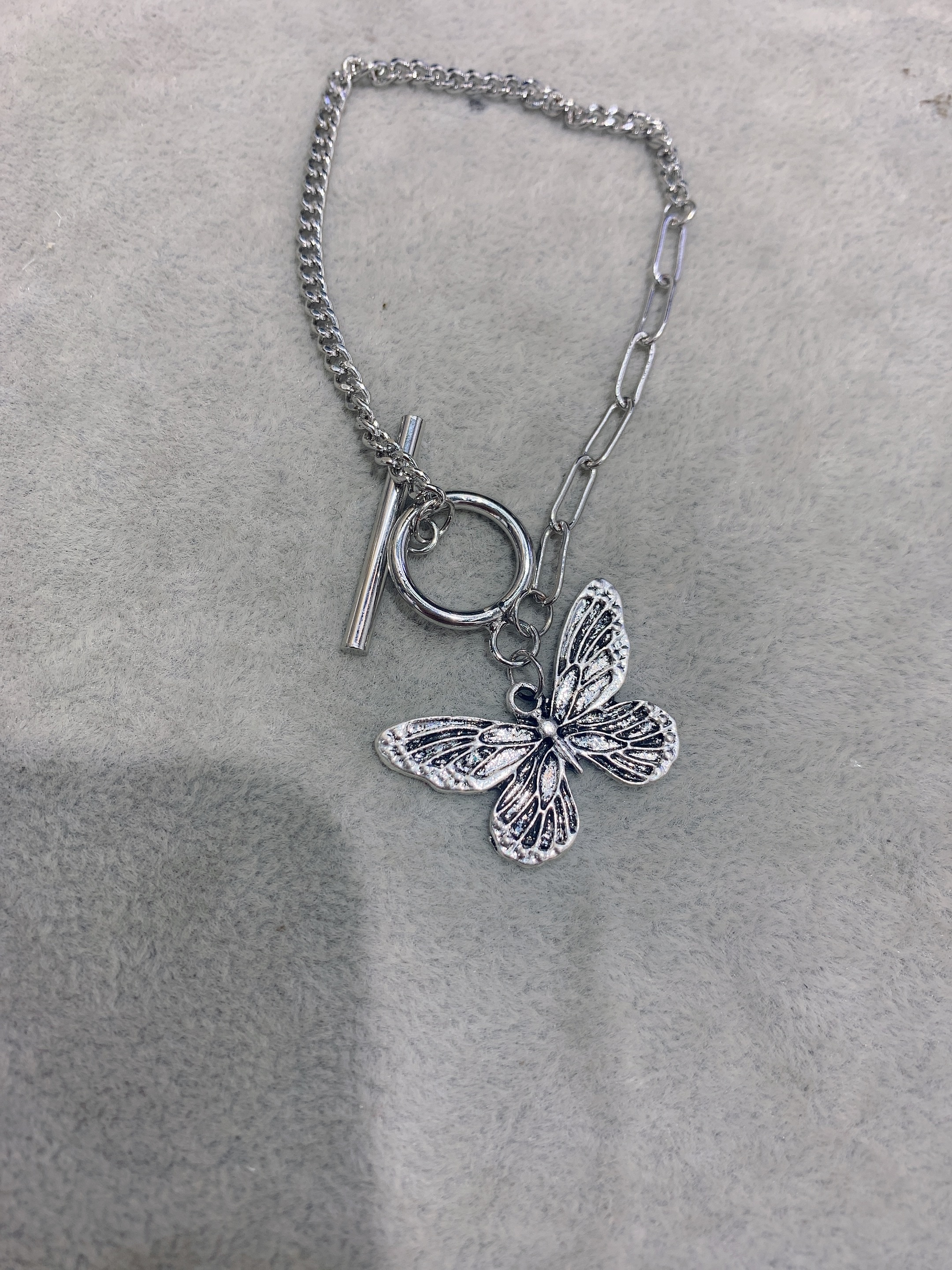 Korean retro butterfly bracelet, retro silver, unique and versatile, aged collarbone chain, the same style chain bracelet, ins style for girls details Picture