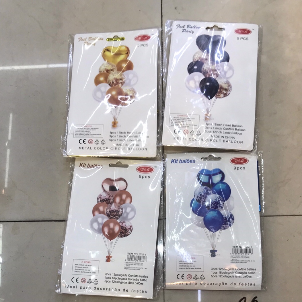 9pcs set of latex balloons, aluminum film balloons, birthday decoration, party decoration balloons