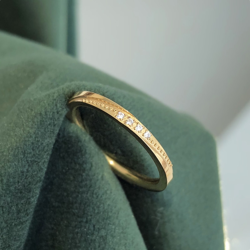 A new Korean micro-set diamond zircon ring, a simple and elegant women's gold joint tail ring Specification image