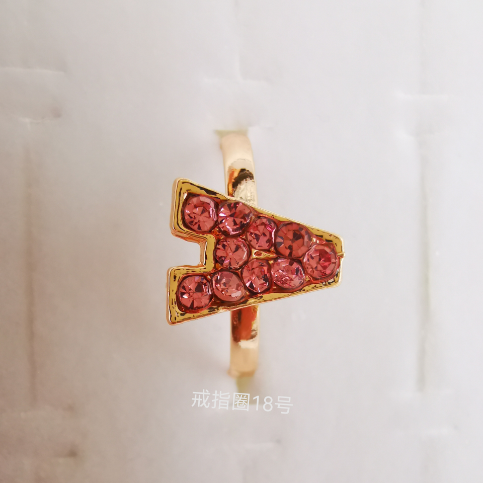 Letter series color diamond alloy ring electroplated imitation gold classic 2200