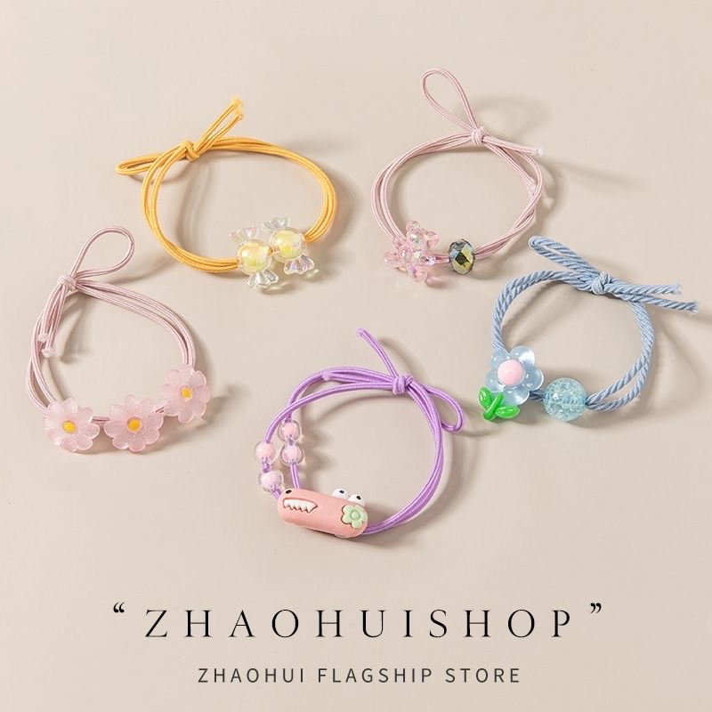 Sweet girl, double-layered flower hair band, cute hair tie, ponytail hair tie, high school girls, elastic rabbit rubber band 11 detail image 2