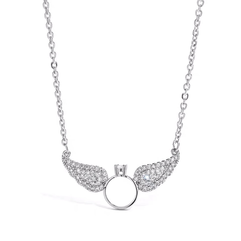 Vintage classic environmental protection color collarbone chain necklace copper micro-inset rose gold platinum 8093