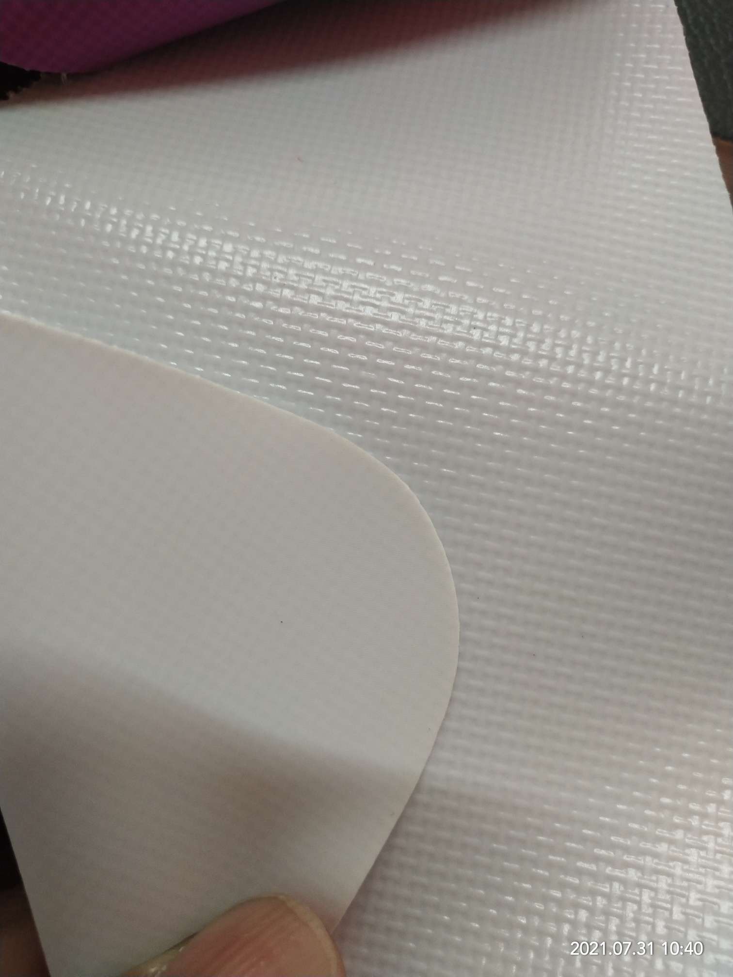 High-quality white matte PVC mesh fabric laminated bag fabric is suitable for various water bags, various gymnastic MATS, and various special fabric for bags detail image 1
