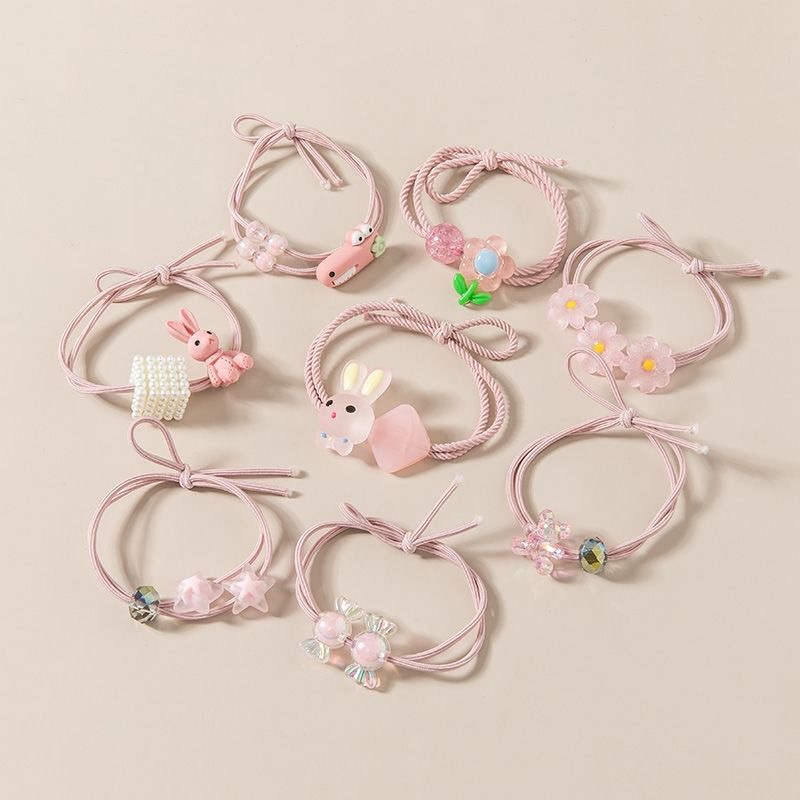 Sweet girl, double-layered flower hair band, cute hair tie, ponytail hair tie, high school girls, elastic rabbit rubber band 1