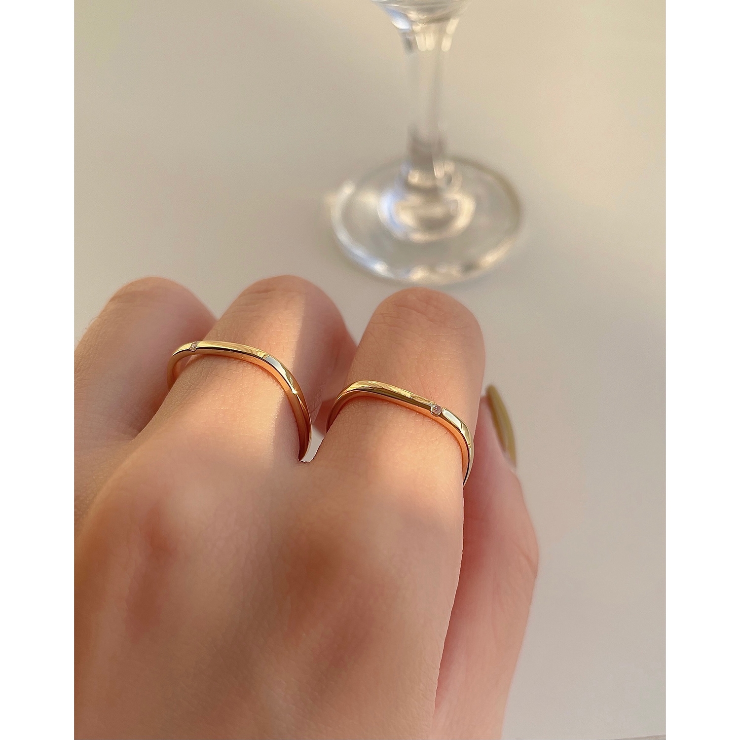 Square ring female plain ring small square ring gold square diamond net