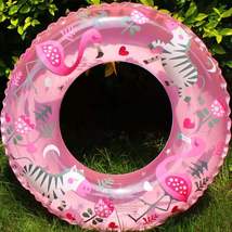 PVC充气玩具透明粉色火烈鸟游泳圈