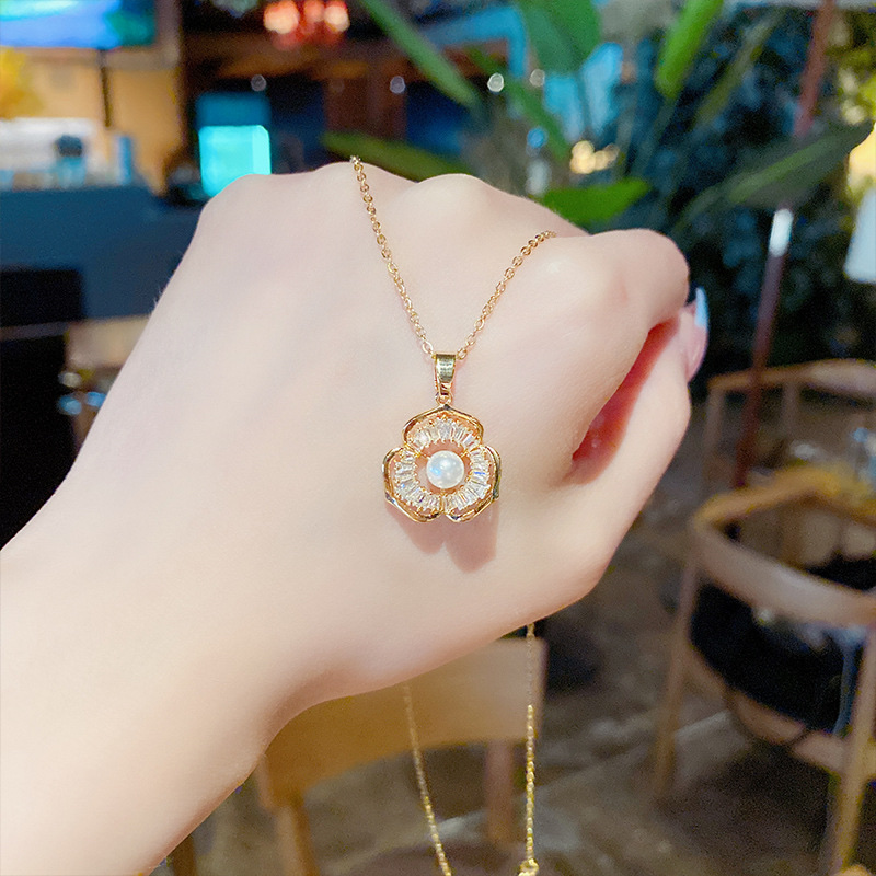 Korean pearl flower pendant, fashionable, Instagram, simple and niche pendant (single pendant without chain) Specification image