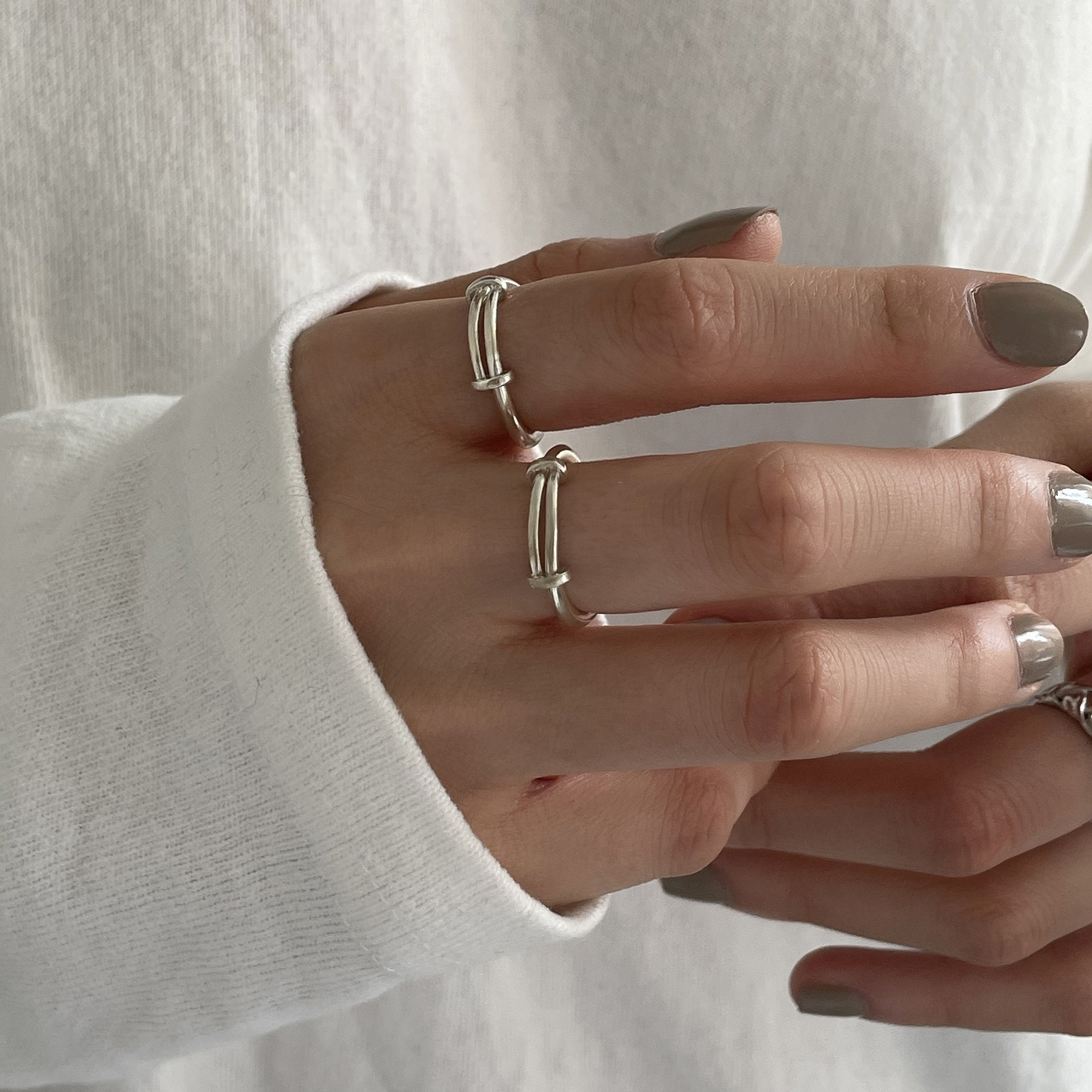 Ring women's personalized fashion push-pull adjustment ring design niche pair ring
