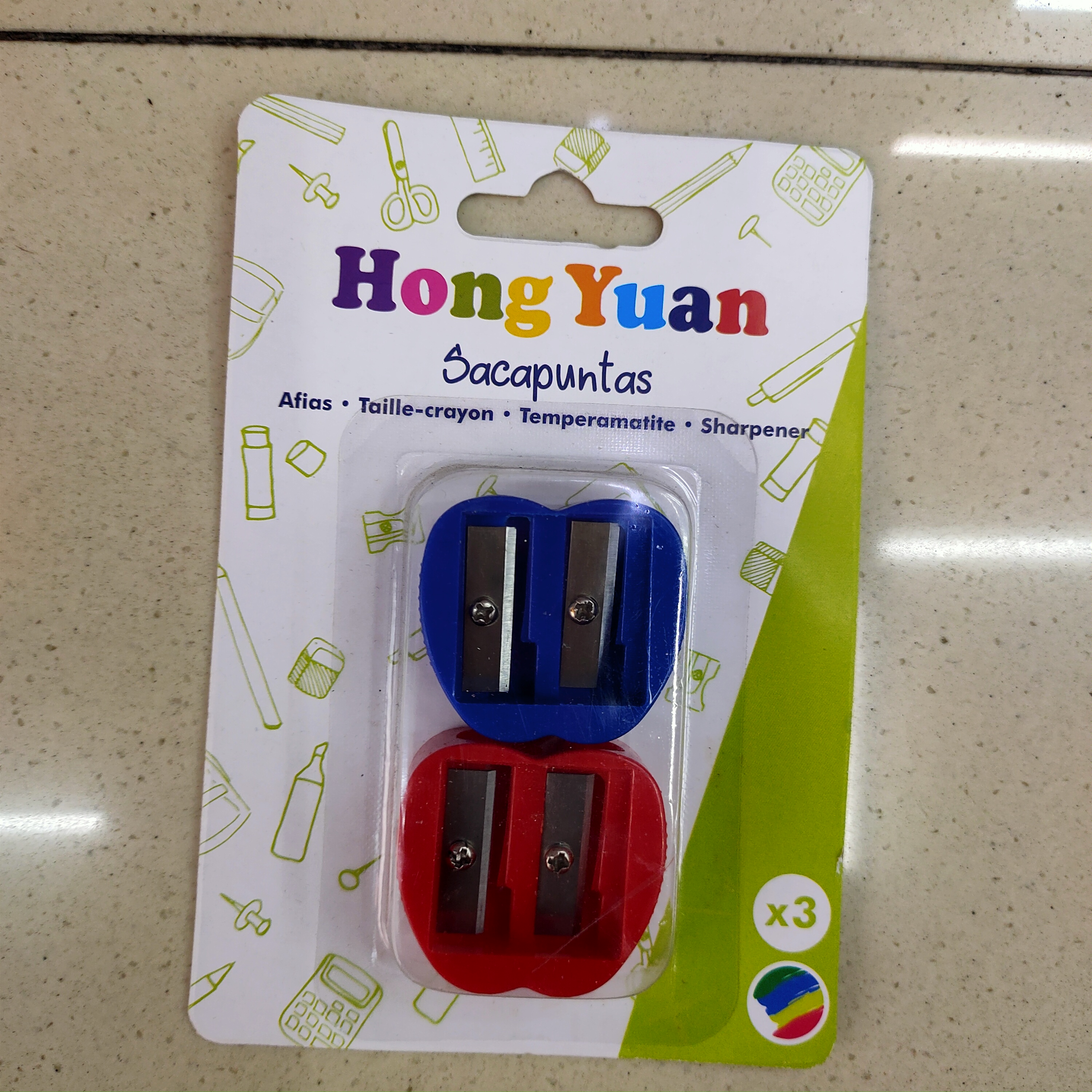 Two Apple pencil sharpener suction cards
