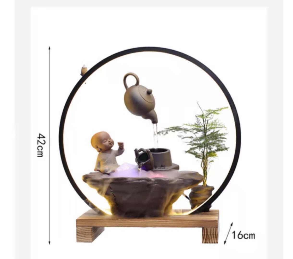 Desk, office, small bonsai, air humidification, Zhuge craft, courtyard water flow ornaments, balcony fish pond landscaping, rooftop garden decoration and arrangement, landscape fish tank fountain, atomization humidifier, bestseller, 7279-87 new China detail image 9