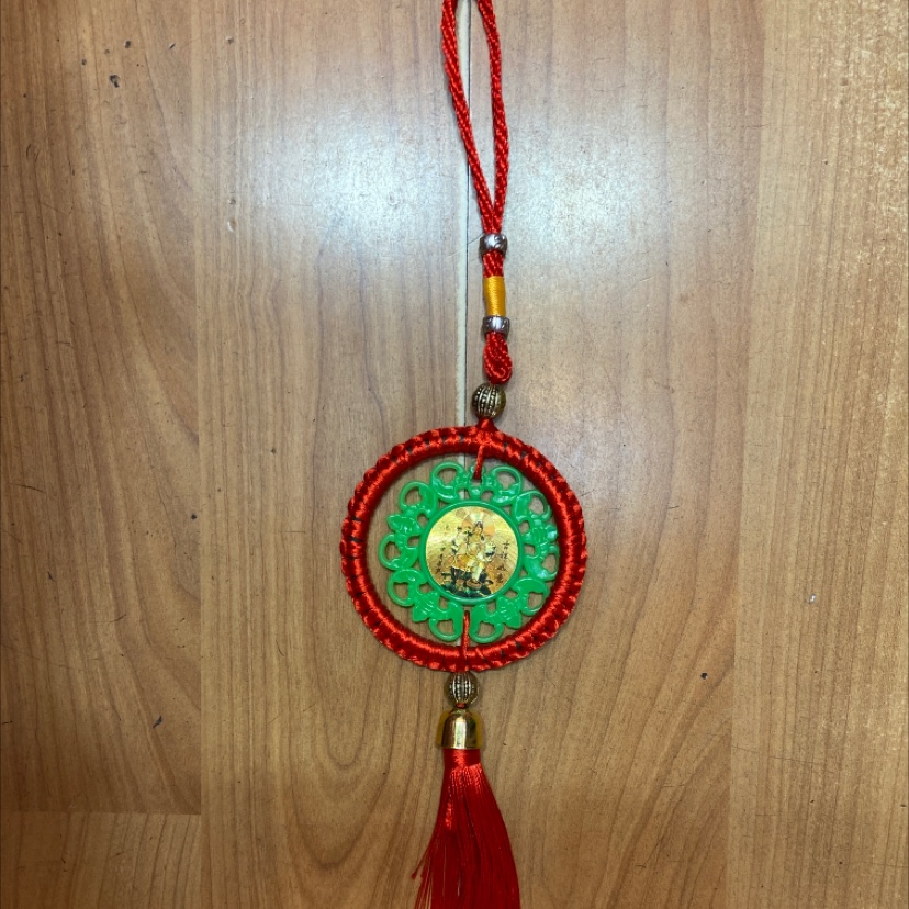 R Pendant ring green five blessings Guan Guan Yin peace