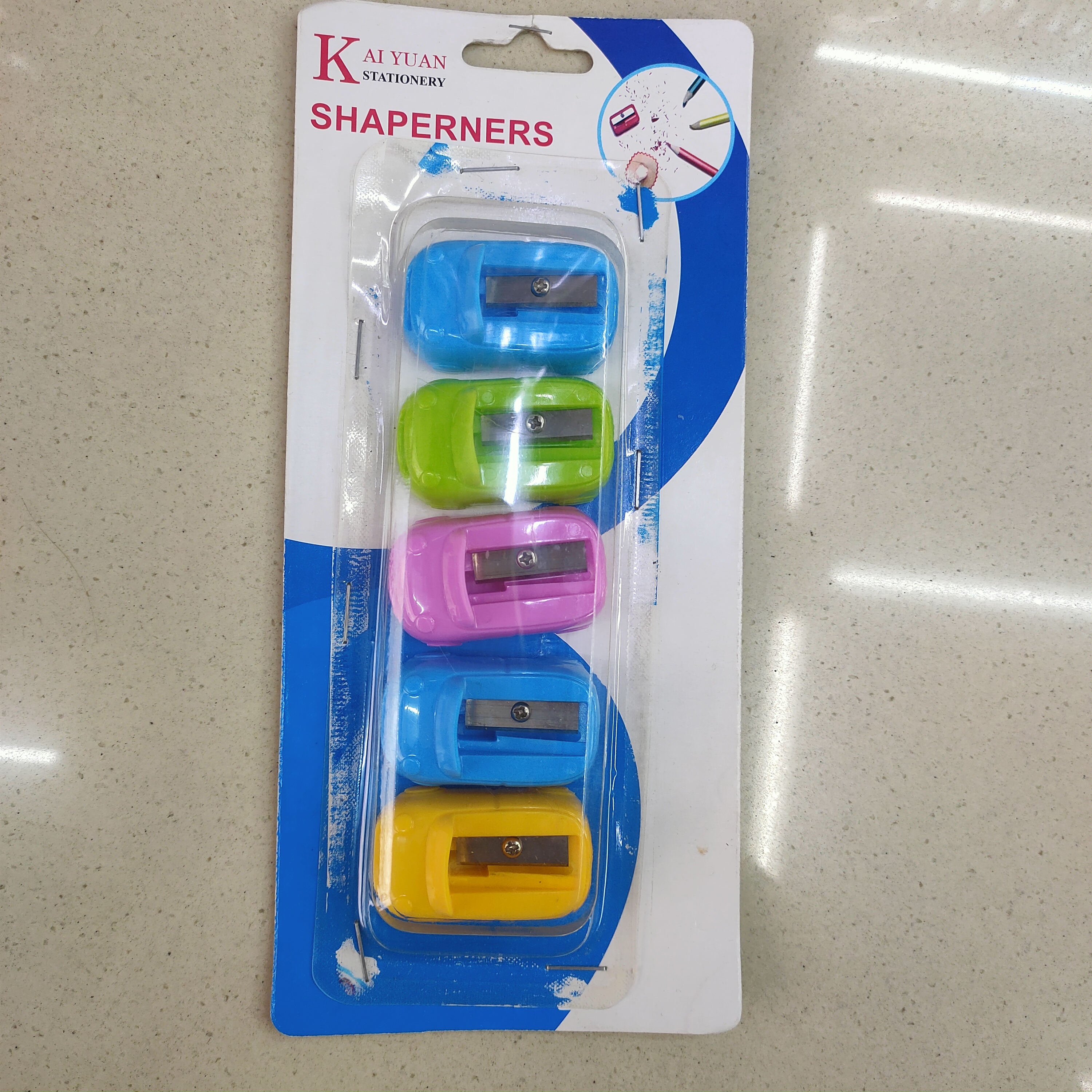 Five pencil sharpener suction cards