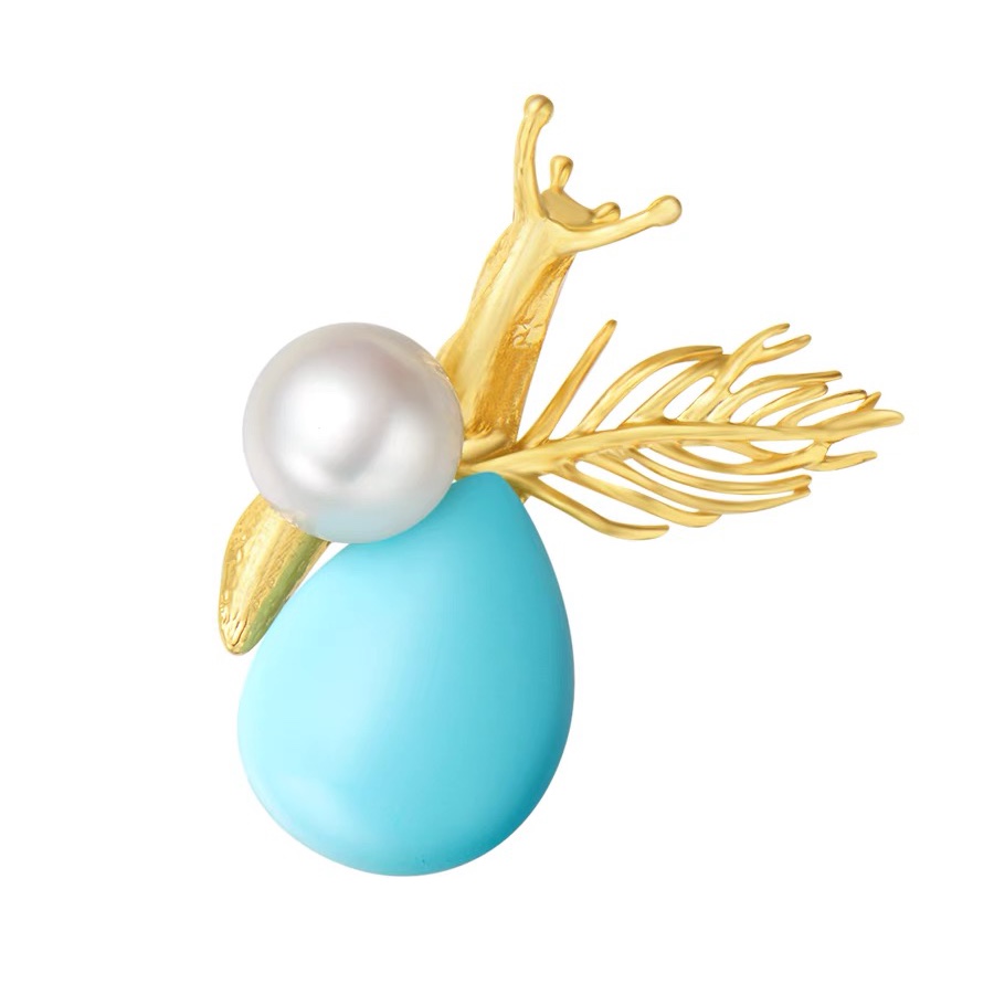 Blue snail brooch