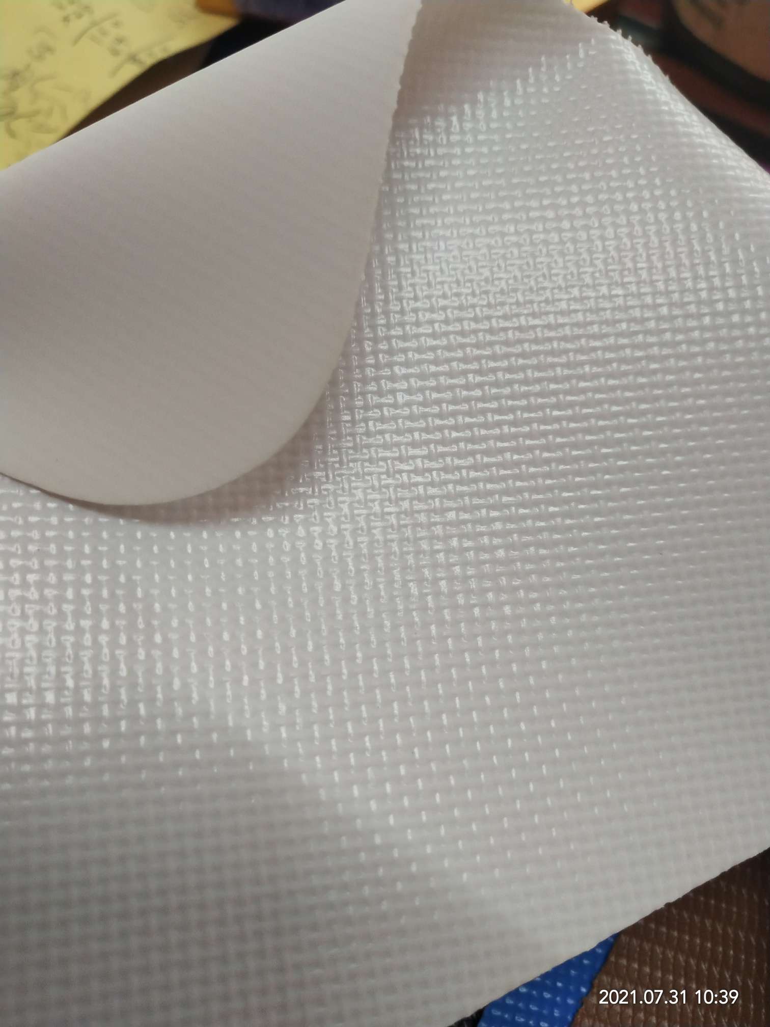 High-quality white matte PVC mesh fabric laminated bag fabric is suitable for various water bags, various gymnastic MATS, and various special fabric for bags detail image 5