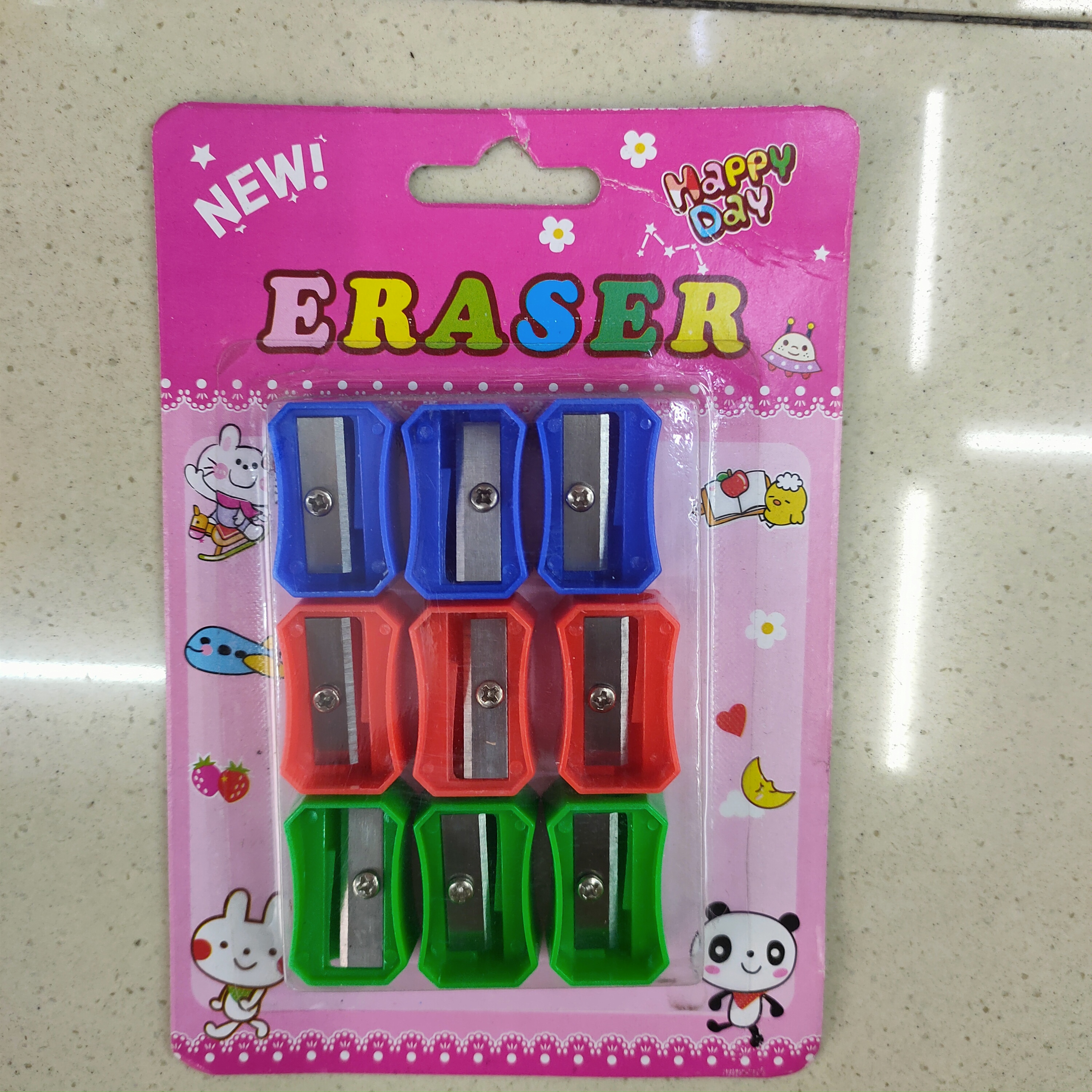Nine pencil sharpener suction cards