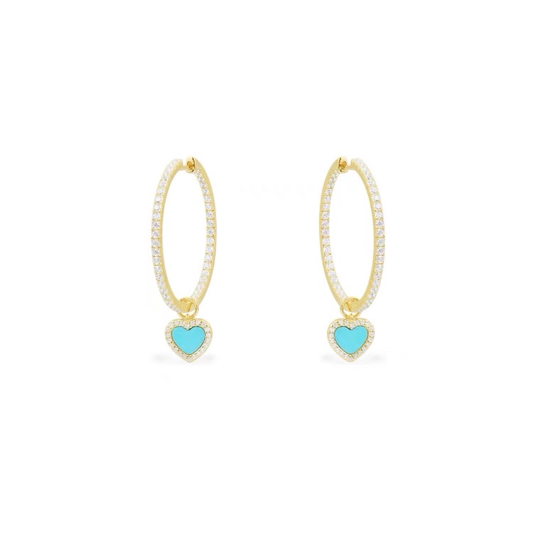 All-zirconium ear buckles with peach hearts details Picture
