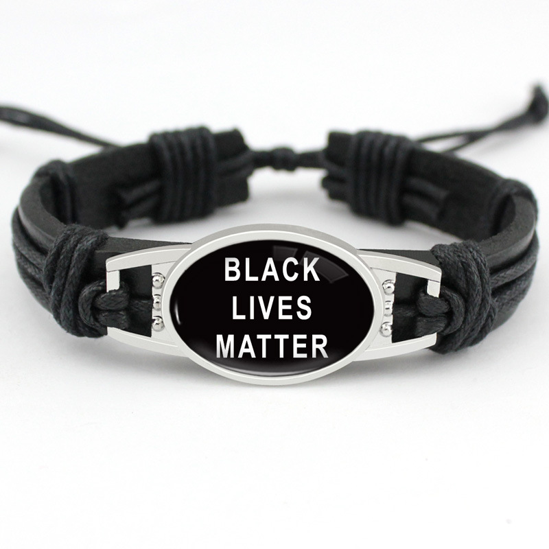 FLY164 BLACK LIVES MATTER I can't breathe. Leather cord woven bracelet bracelet can be customized