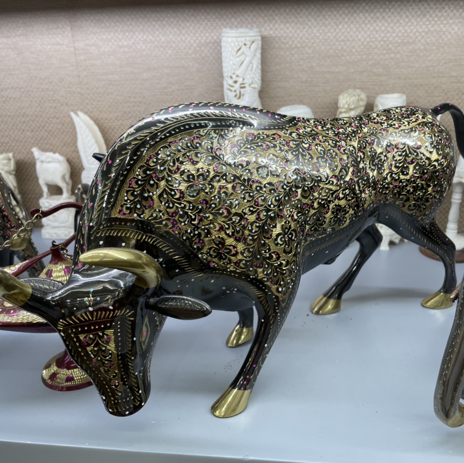 印度巴基斯坦欧式风格纯铜手工工艺品铜牛