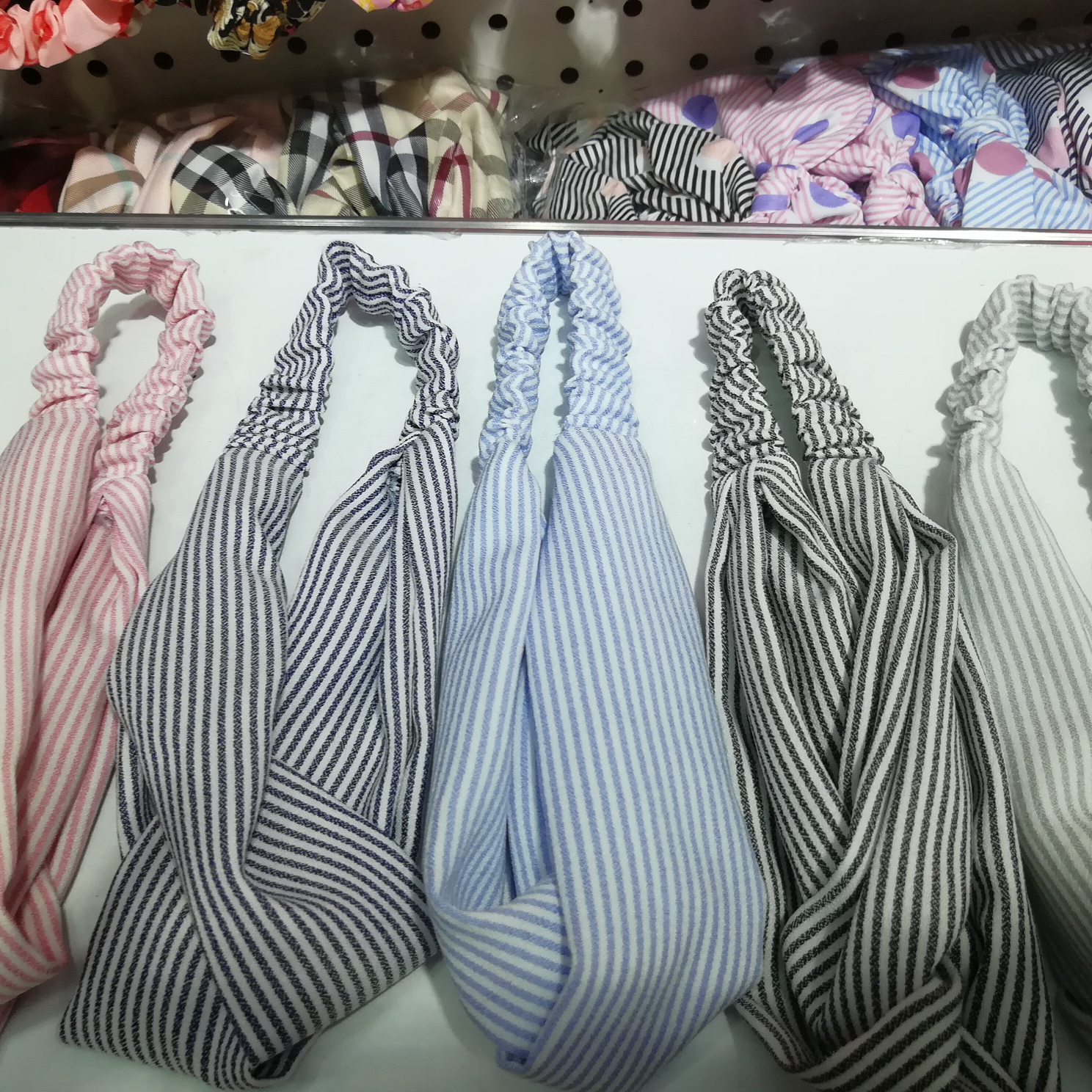 Korean pinstripe cross headband