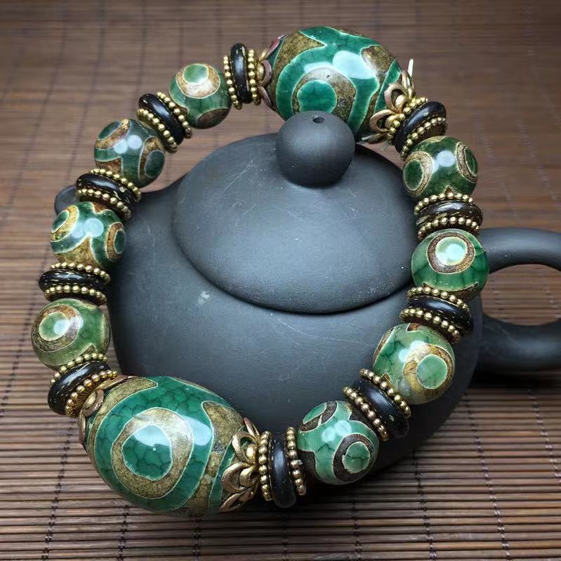 天珠手串 线药师天珠手链 天然玉髓玉石玛男西天眼