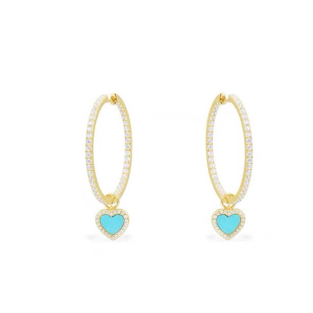 All-zirconium ear buckles with peach hearts