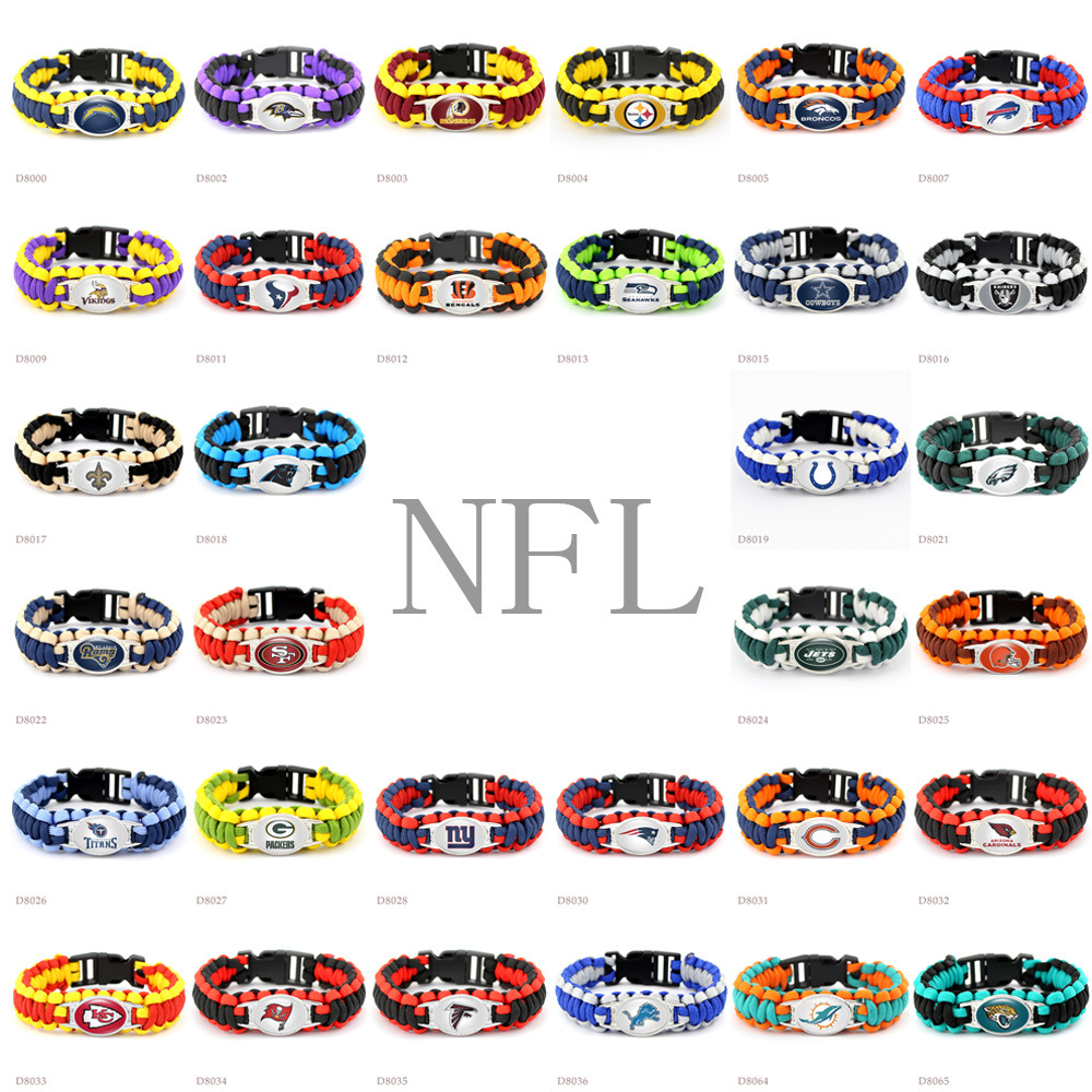 FLY163 can be customized NFL outdoor life saving football team parachute camp woven bracelet bracelet bracelet bracelet life saving bracelet thumbnail