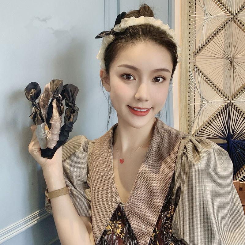 碎花发箍带飘带夏天法式珍珠头箍丝巾发带女绑发丝带发卡仙女发饰