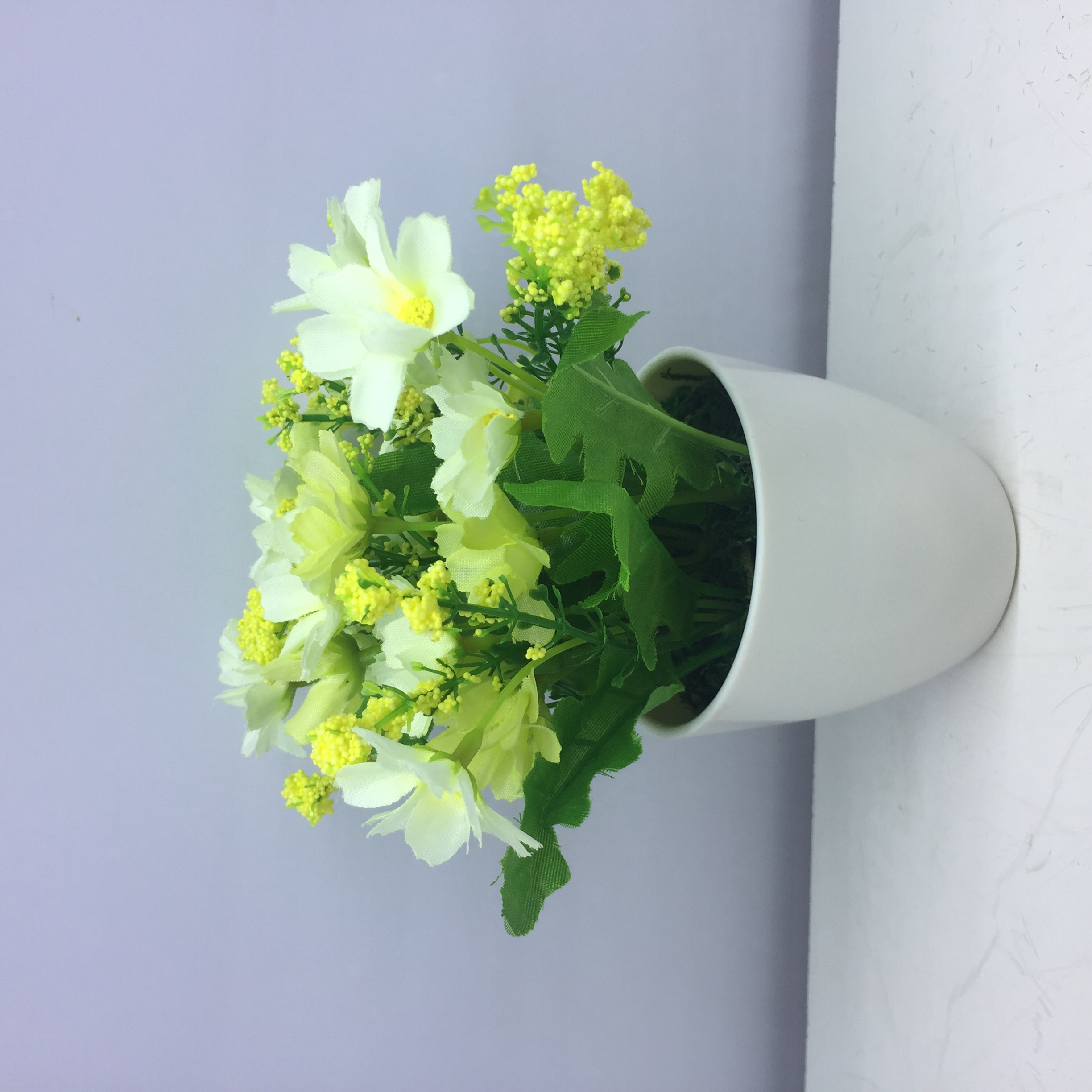 Plastic basin artificial flower ornaments details Picture
