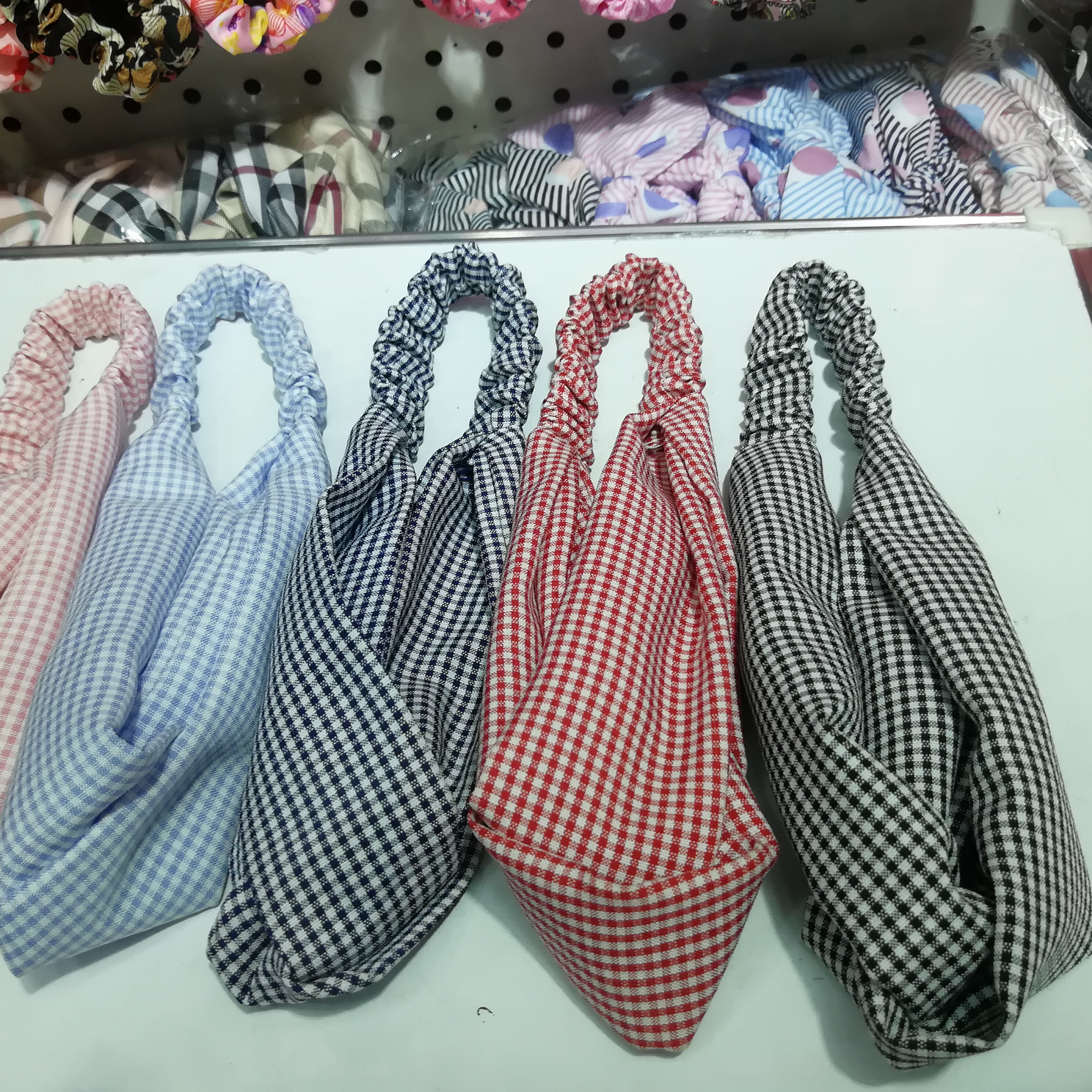 Korean version of thin check cross headband
